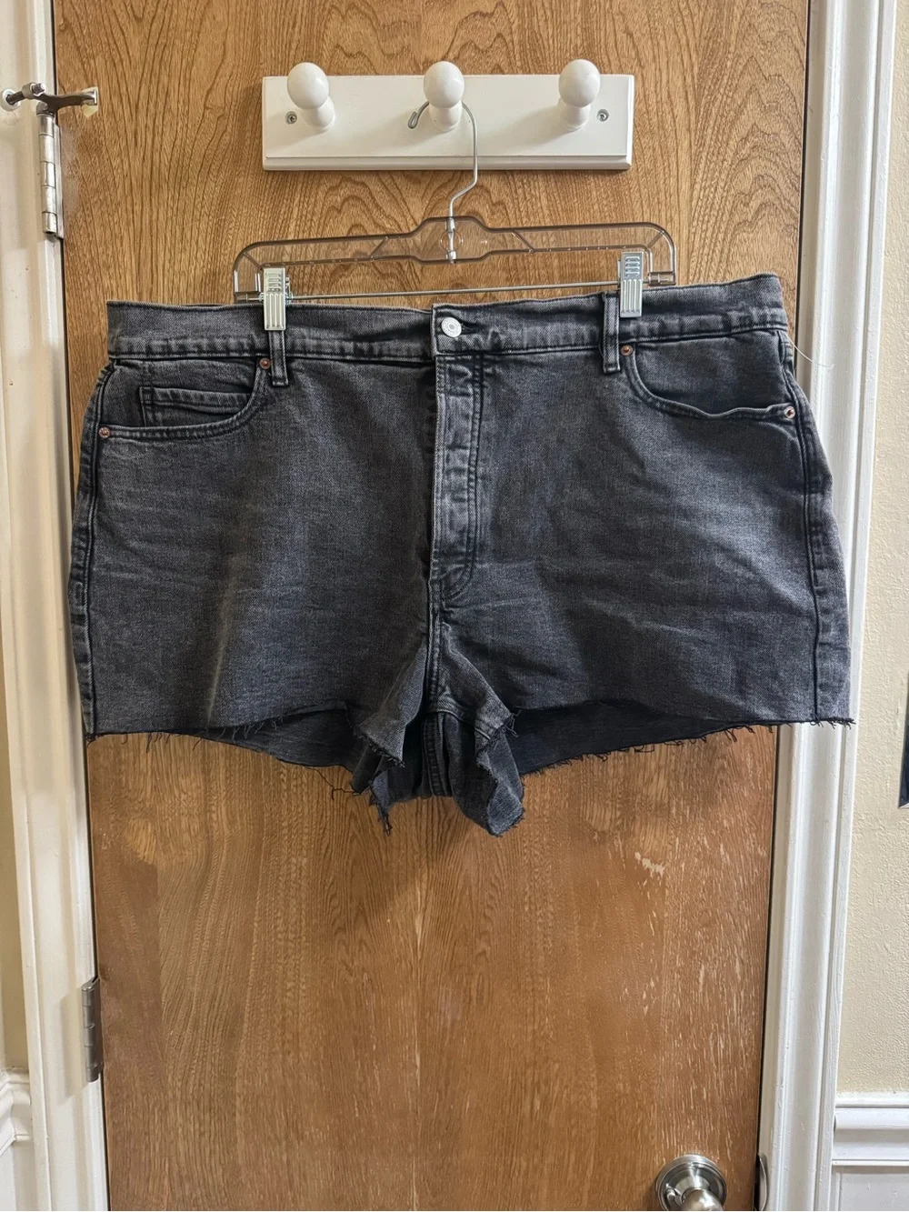 Old Navy Jean Shorts 22 High Rise Cutoff Button Fly Denim Plus Size Black
